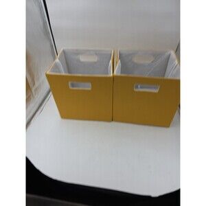 Two 11’ X 11’ Square Collapsible Polyester Cube Strip Storage Bins in Gold